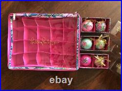 Lilly Pulitzer 2021 Christmas COMPLETE GWP SET 6 Ornaments & Organizer Case NWT