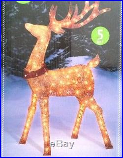 Lit Champagne Reindeer Buck 5 ft 150 Lights Christmas Decoration Indoor Outdoor