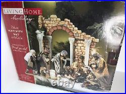 Living Home Deluxe 14 Piece Nativity Set with Creche Christmas Decorations RARE