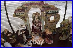 Living Home Deluxe Large Fine Porcelain Nativity 16-Piece Set With Fabric Detail