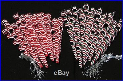 Lot 20 Twisted Spiral CANDY CANE Red Green Christmas ORNAMENTS Acrylic Glass NEW