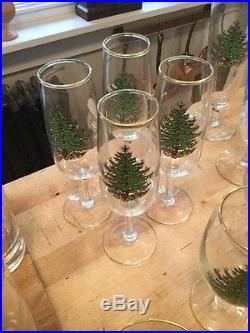Lot (41) Pieces Cuthbertson Original Christmas Tree Glassware Stemware Votives