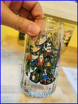 Lot 4 Rifle Paper Co. Anthropologie Christmas Glasses Nutcracker Tree Fairies
