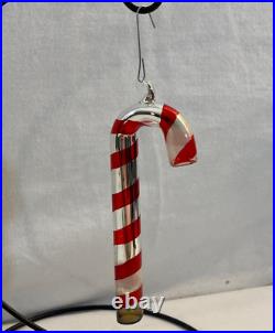 Lot 4 Vintage Kentlee Mercury Glass Red Striped Candy Cane Ornaments 5