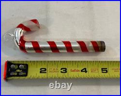 Lot 4 Vintage Kentlee Mercury Glass Red Striped Candy Cane Ornaments 5