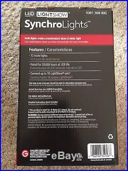 Lot 6 Boxes 12 LED Icy Blue Icicle Light Synchro Christmas Lightshow White Gemmy
