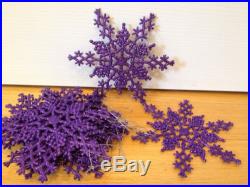 Lot Large Purple Glitter Snowflakes Christmas Tree Ornaments Holiday Snowflake