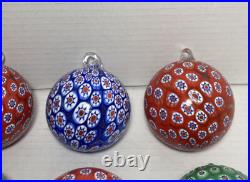 Lot Of 15 Murano Glass Ball Christmas Ornament Red Green Blue