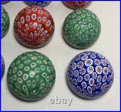 Lot Of 15 Murano Glass Ball Christmas Ornament Red Green Blue