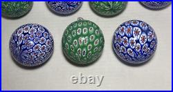 Lot Of 15 Murano Glass Ball Christmas Ornament Red Green Blue