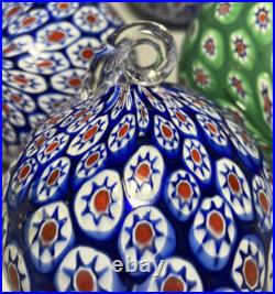 Lot Of 15 Murano Glass Ball Christmas Ornament Red Green Blue