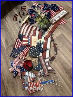 Lot Of 25 Patriotic Holiday Decor Usa Americana 4th Of July Freedom Flags Signs