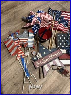 Lot Of 25 Patriotic Holiday Decor Usa Americana 4th Of July Freedom Flags Signs