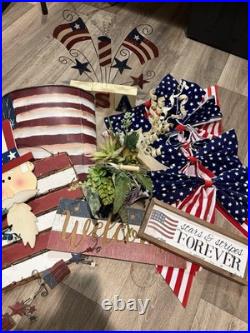 Lot Of 25 Patriotic Holiday Decor Usa Americana 4th Of July Freedom Flags Signs