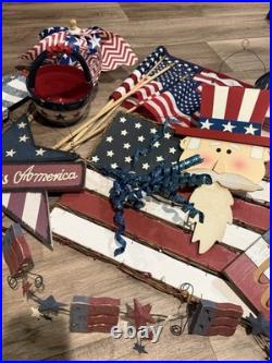 Lot Of 25 Patriotic Holiday Decor Usa Americana 4th Of July Freedom Flags Signs