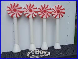 Lot Of 4 Union Products 33 Peppermint Lollipop Lighted Christmas Blowmolds