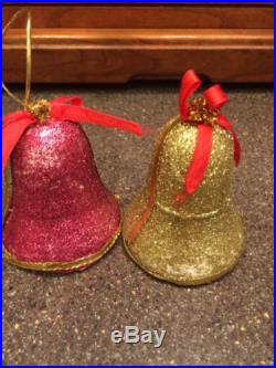 Lot Vintage Christmas Bell Ornaments Tree Glitter Holiday Decoration Easter