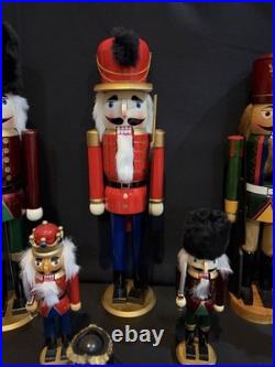 Lot Wood Nutcracker Christmas Decor Set Large Medium Small Holiday Display