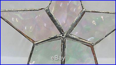 Lot of 10 Stained Glass Flat STARS Iridescent CLEAR Christmas Ornaments