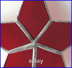 Lot of 10 Stained Glass Flat STARS Iridescent RED! Christmas Ornaments