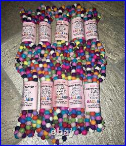 Lot of 10 Trader Joes Mini Felted Wool Garland 6ft (60ft TOTAL) SHIPS NOW