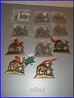 Lot of 11 Hallmark Brass Camel Christmas Tree Trimmer Ornaments Detailed