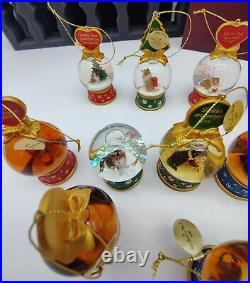 Lot of 12 Danbury Mint Sheltie Collie Christmas Tree Snow Globe Ornaments Rare