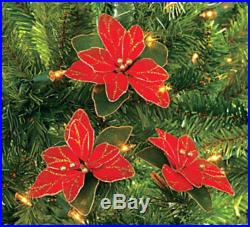 Lot of 12 Red Glitter Poinsettia Christmas Tree Ornaments