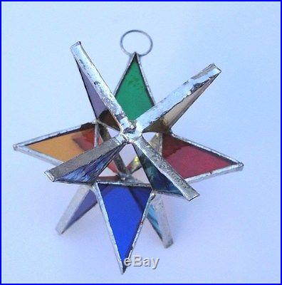 Lot of 12 Stain Glass Moravian STARS Iridescent MULTI COLOR Christmas Ornament