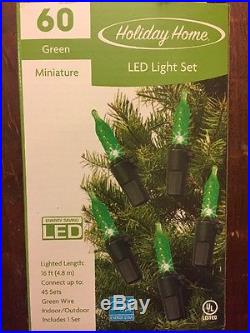 Lot of 14 Sets of Brand New, Green LED Mini Christmas Lights 60 Count