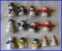 Lot of 24 Mini Snowmen Christmas Ornaments Tiny Resin 1 1 1/2
