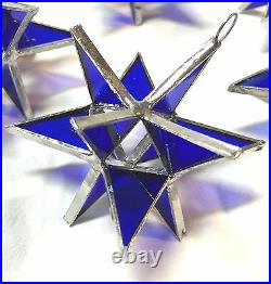 Lot of 25! Stained Glass Moravian COBALT BLUE STARS Ornament! FIESTA COLOR