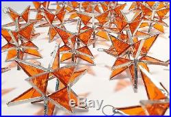 Lot of 25! Stained Glass Moravian ORANGE STARS Ornament! Handmade