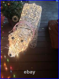 Lot of 2 Lighted Polar Bear Sculpture Outdoor Christmas Yard Decoration READ