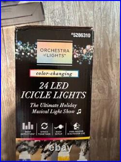 Lot of 3 Gemmy Orchestra of Lights Multi Color Changing 24 LED Icicle Lights NEW