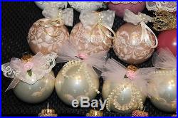 Lot of 43 Victorian Handmade Shabby Chic Style Glass Christmas Ball Ornaments