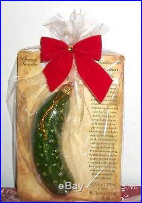 Lot of 4 Christmas Pickle Ornament-German-Tradition-Game-Holiday Gift Packaging
