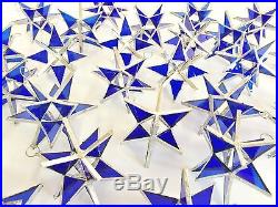 Lot of 50! Stained Glass Moravian STARS Iridescent DARK BLUE! Handmade