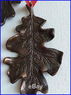 Lot of 6 Bronze Leaf Ornaments Christmas Holiday Decor Tree Brown Cast