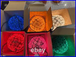 Lot of 6 GE/Roman XMAS 6 Super Sphere 100 Lights Starburst Balls, original box