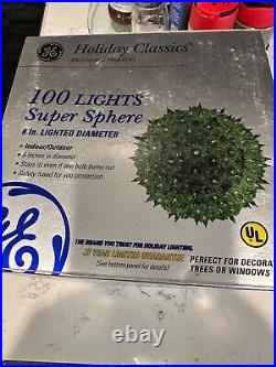 Lot of 6 GE/Roman XMAS 6 Super Sphere 100 Lights Starburst Balls, original box