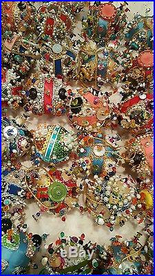 Lot of 94 Beaded buttons etc Christmas Ornaments Vintage 1970 Homemade handmade