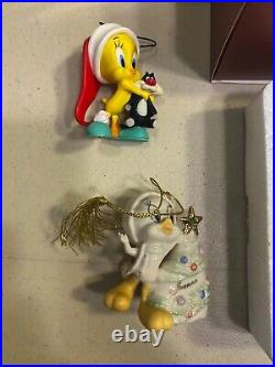 Lot of Lenox Looney Tunes Tweety Bird Christmas Ornaments with Boxes Cane Swing
