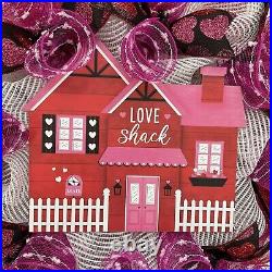 Love Shack Valentines Day Wreath Handmade Deco Mesh