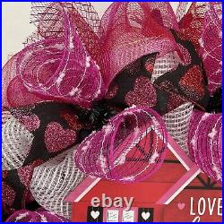 Love Shack Valentines Day Wreath Handmade Deco Mesh