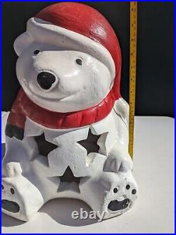 Luminary Holiday Polar Bear Concrete Heavy 16 Made In Mexico