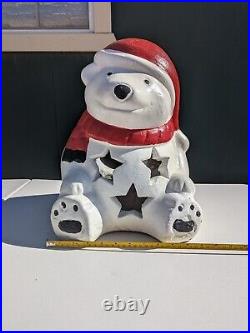 Luminary Holiday Polar Bear Concrete Heavy 16 Made In Mexico