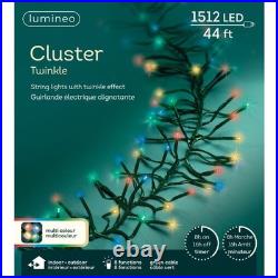 Lumineo 1512 LED Multi-Colored Cluster Lights Green Wire
