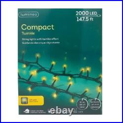 Lumineo 2000 Soft Gold LED Compact Lights, Green Wire 147.5 ft