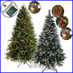 Luxury Green Artificial Pre-Lit Christmas Trees White Multi Leds Frosted Tips